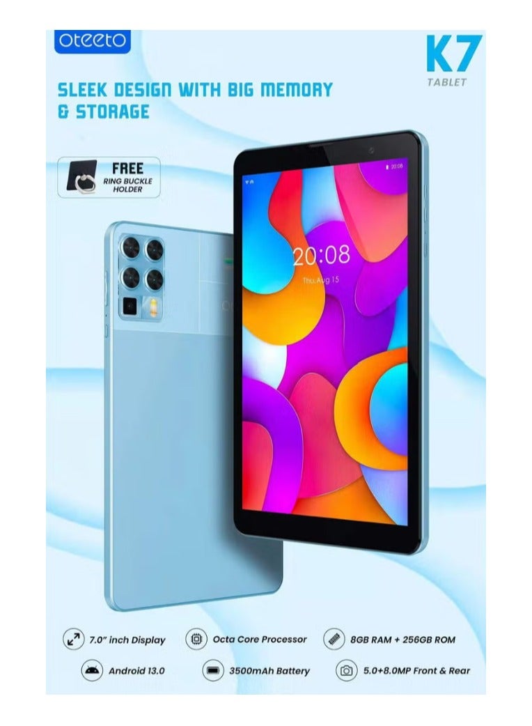 Oteeto K7  Tablet 7.0 inch Blue 8GB RAM 256GB  WiFi - International Version - Image 2