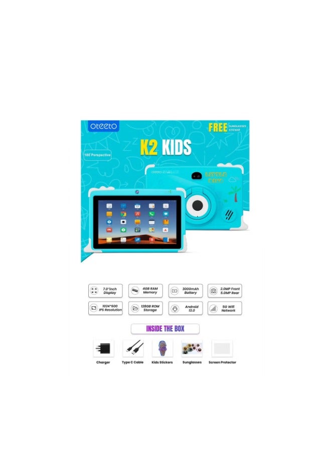 Oteeto K2 Kids 7.0 Inch Blue 4GB RAM 128GB WiFi - International Version - Image 2