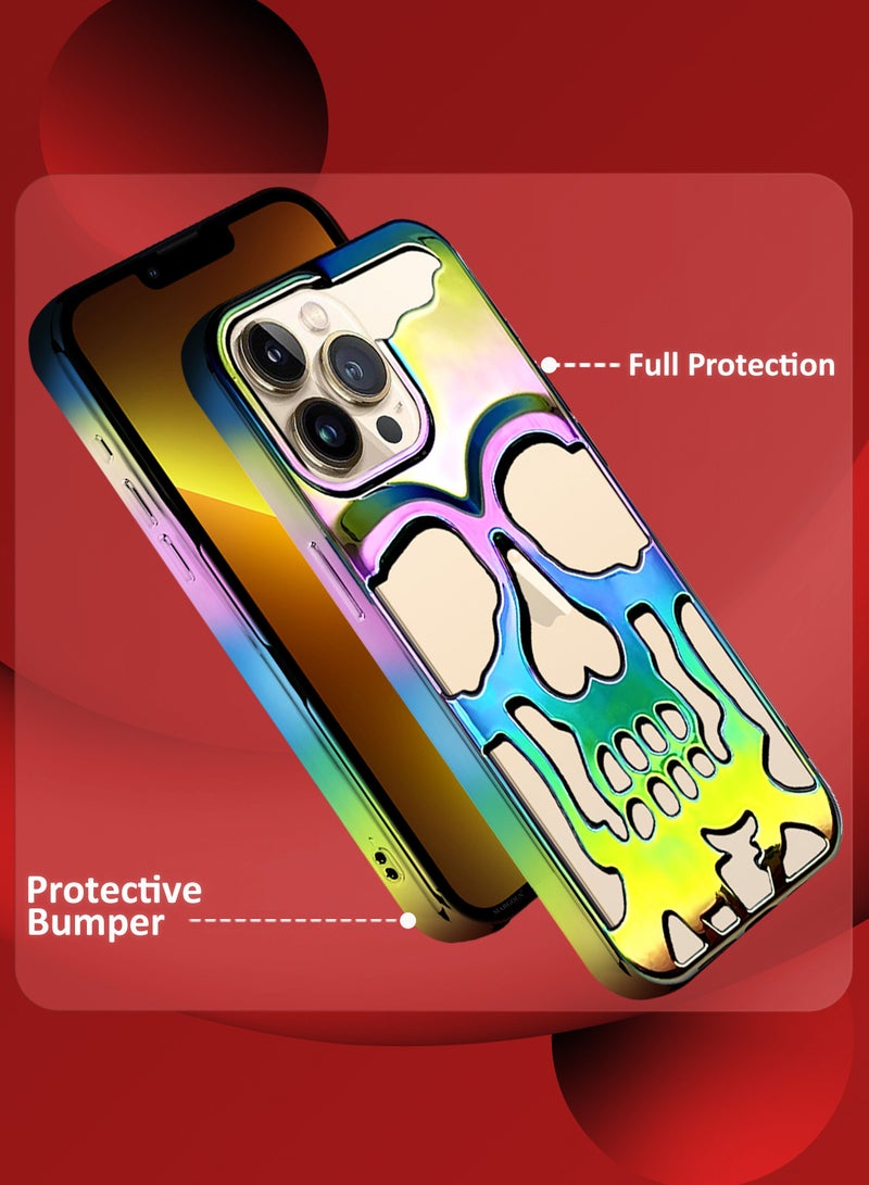 MARGOUN iPhone 13 Pro Max 3Packs Skull Case Cover Soft TPU and Glossy with Two 3D Shockproof Screen Protector - Rainbow-3s - Image 3