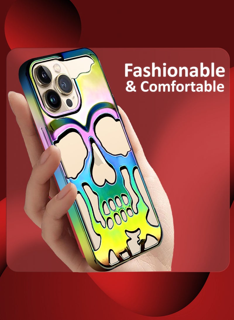 MARGOUN iPhone 13 Pro Max 3Packs Skull Case Cover Soft TPU and Glossy with Two 3D Shockproof Screen Protector - Rainbow-3s - Image 5