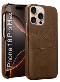 MARGOUN iPhone 16 Pro Max Case Cover Leather with Card Holder for Men Women Phone Case - Brown-1  - Image 1