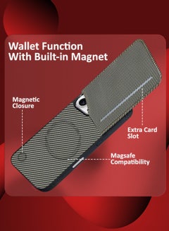 MARGOUN iPhone 16 Pro Max 3Pack Case Leather Cover Card Holder and Kickstand with 2 Screen Protector Tempered Glassfor Men Women Phone Case with Carbon Fiber Pattern Grey-3  - Image 3