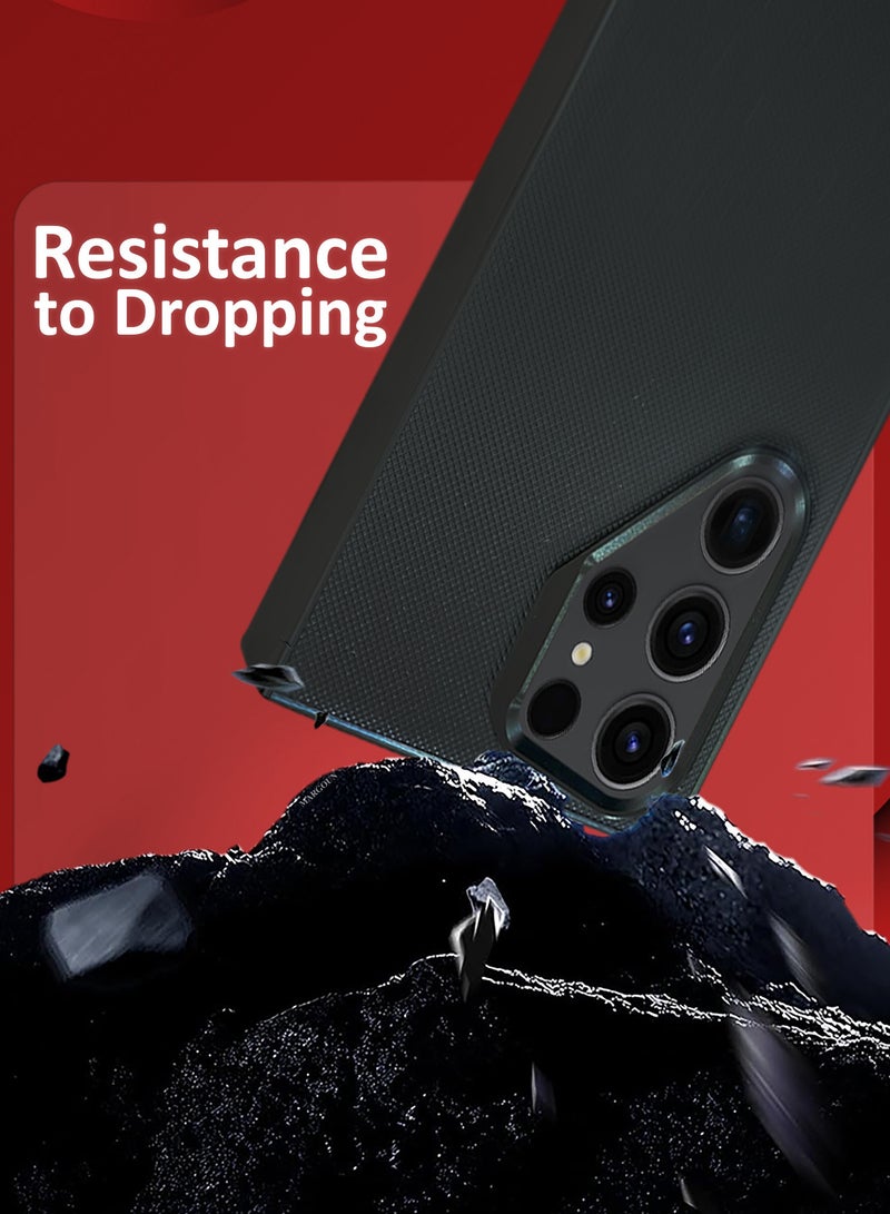 مارجون Samsung Galaxy S23 Ultra Vegan Leather Case Cover, Slim Fit, Raised Edges for Camera and Screen Protection Black-1 - Image 3