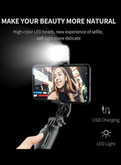 مارجون Q07 Bluetooth Integrated Selfie Stick Tripod - Extendable, Portable, with Detachable Fill Light and Remote for Smartphone Photography Black  - Image 5