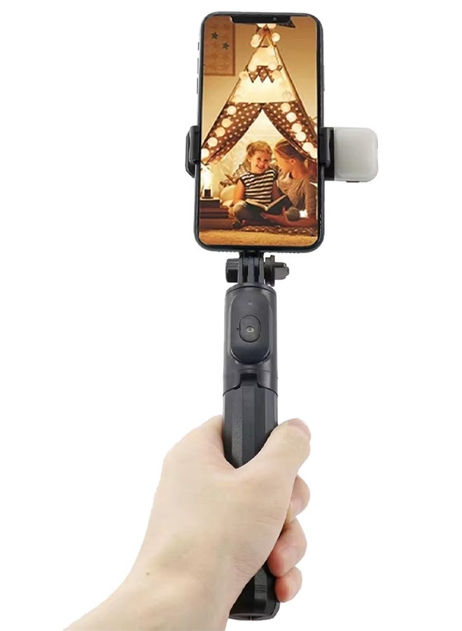 مارجون - Q07 Bluetooth Integrated Selfie Stick Tripod - Extendable, Portable, with Detachable Fill Light and Remote for Smartphone Photography Black - Image 1