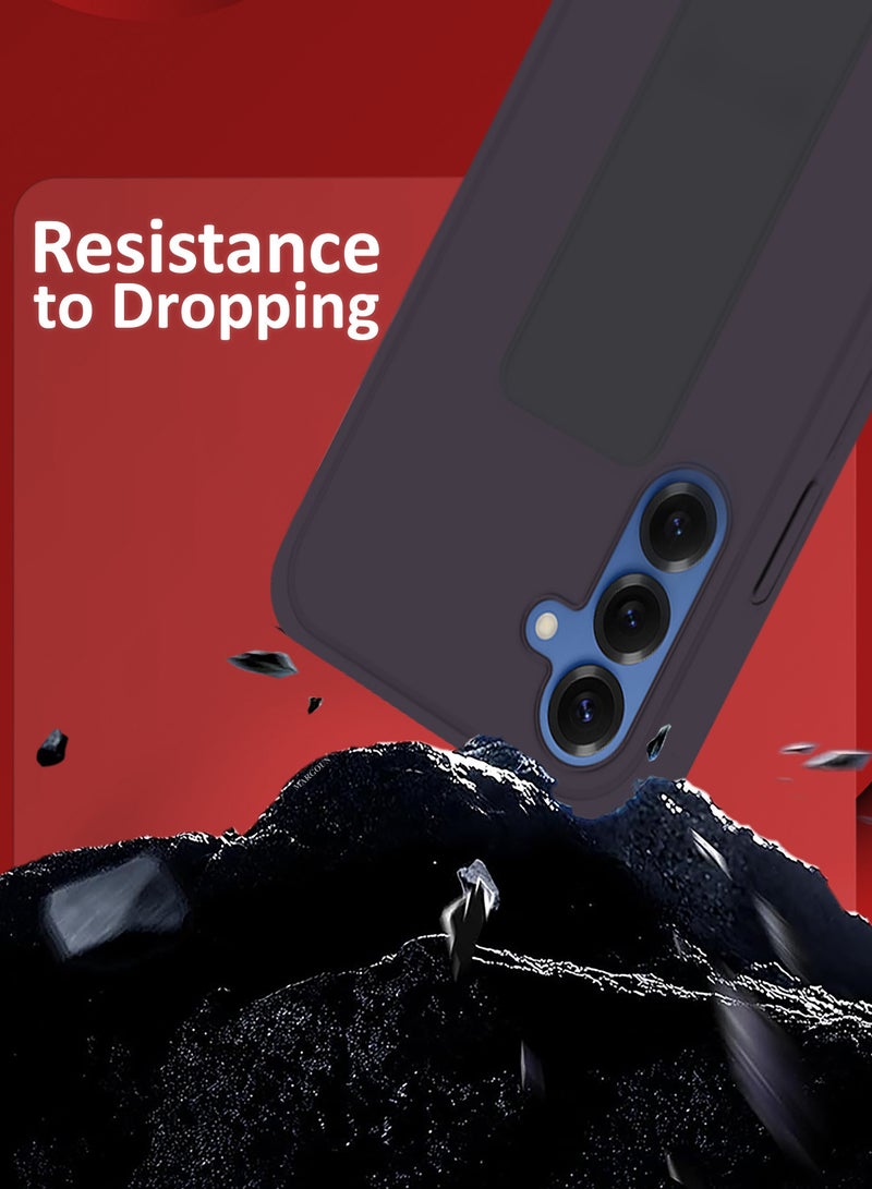 MARGOUN Galaxy S25 3Packs Case Silicone with Stand Function Shockproof and Anti Scratch Finger Grip Case Cover with 2 Shock Proof Screen Protectors - Dark Purple-3 - Image 5