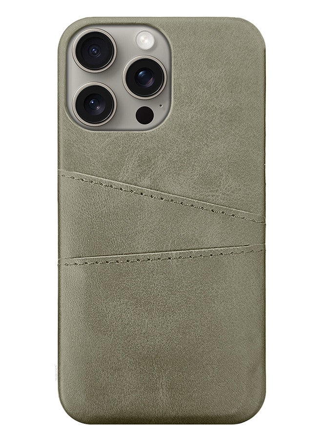 MARGOUN iPhone 15 Pro Max Case Cover Leather with Card Holder for Men Women Phone Case - Grey-1  - Image 2