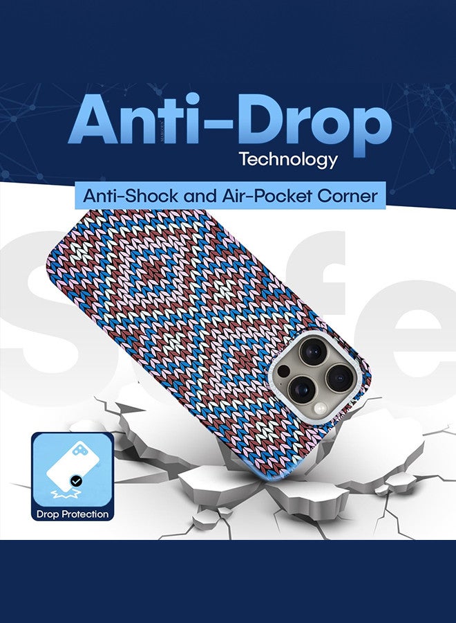 MARGOUN iPhone 15 Pro Max MagEZ Case Cover Fusion Weaving Pattern Kevlar Fiber Bulletproof Vest Cover Protective Ultra Slim Magnetic, Screen and Camera Guard - Pack of 2 - Purple-2k - Image 5