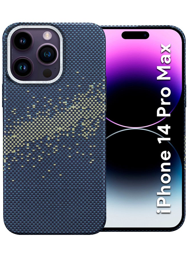 MARGOUN iPhone 14 Pro Max MagEZ Case Cover Fusion Weaving Pattern Kevlar Fiber Bulletproof Vest Cover Protective Ultra Slim Magnetic, Screen and Camera Guard - Milky Way Blue-1k - Image 1