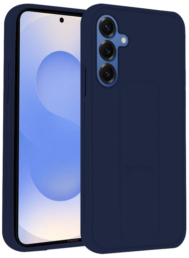 MARGOUN Galaxy S25 Case Silicone with Stand Function Shockproof and Anti Scratch Finger Grip Case Cover with 2 Shock Proof Screen Protectors - Pack of 3 - Dark Blue-3  - Image 3