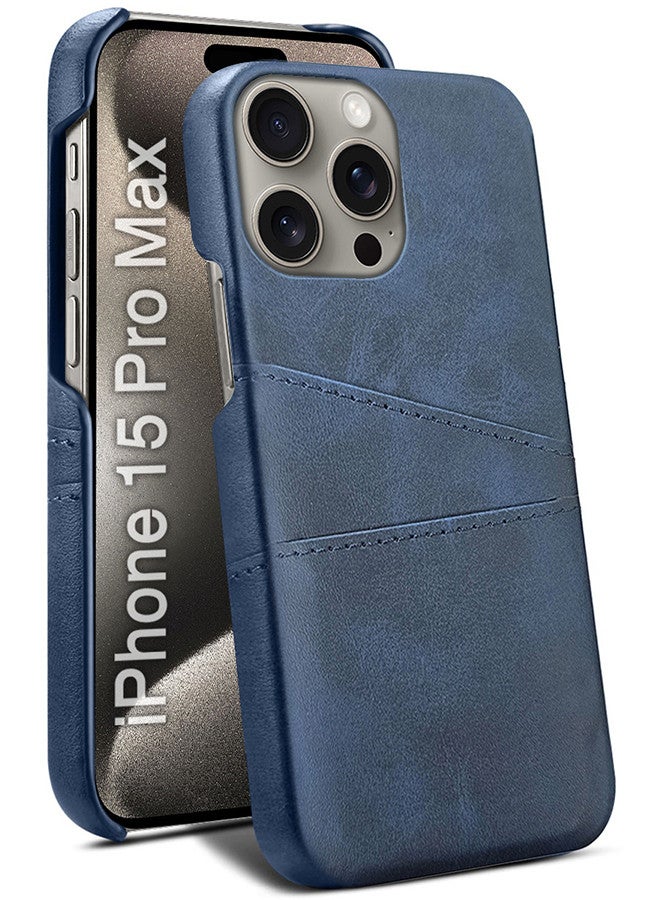 MARGOUN iPhone 15 Pro Max Case Cover Leather with Card Holder for Men Women Phone Case with 3D Screen Protector - Pack of 3 - Blue-3  - Image 5