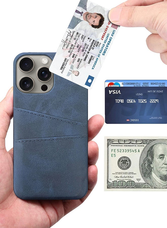 MARGOUN iPhone 15 Pro Max Case Cover Leather with Card Holder for Men Women Phone Case with 3D Screen Protector - Pack of 3 - Blue-3  - Image 3