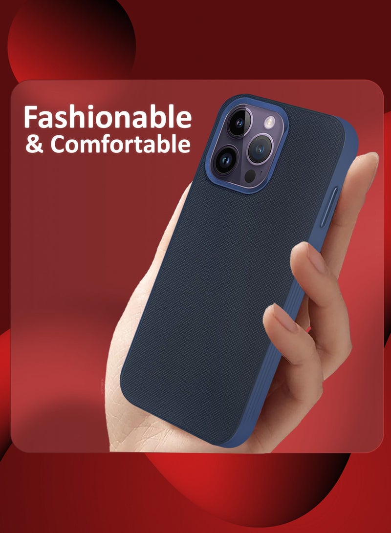 MARGOUN iPhone 14 Pro Max Vegan Leather Case Cover, Slim Fit, Raised Edges for Camera and Screen Protection Blue-1 - Image 3