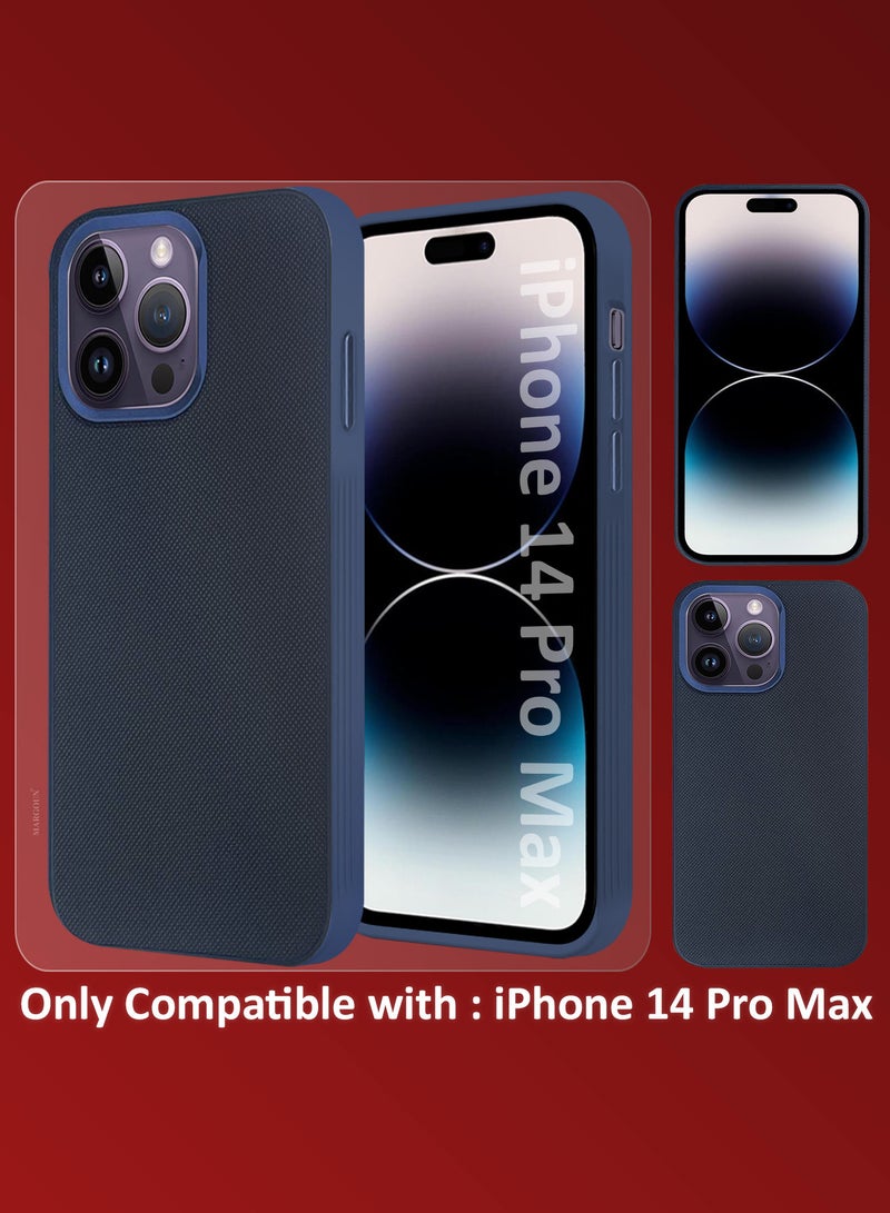 MARGOUN iPhone 14 Pro Max Vegan Leather Case Cover, Slim Fit, Raised Edges for Camera and Screen Protection Blue-1 - Image 2