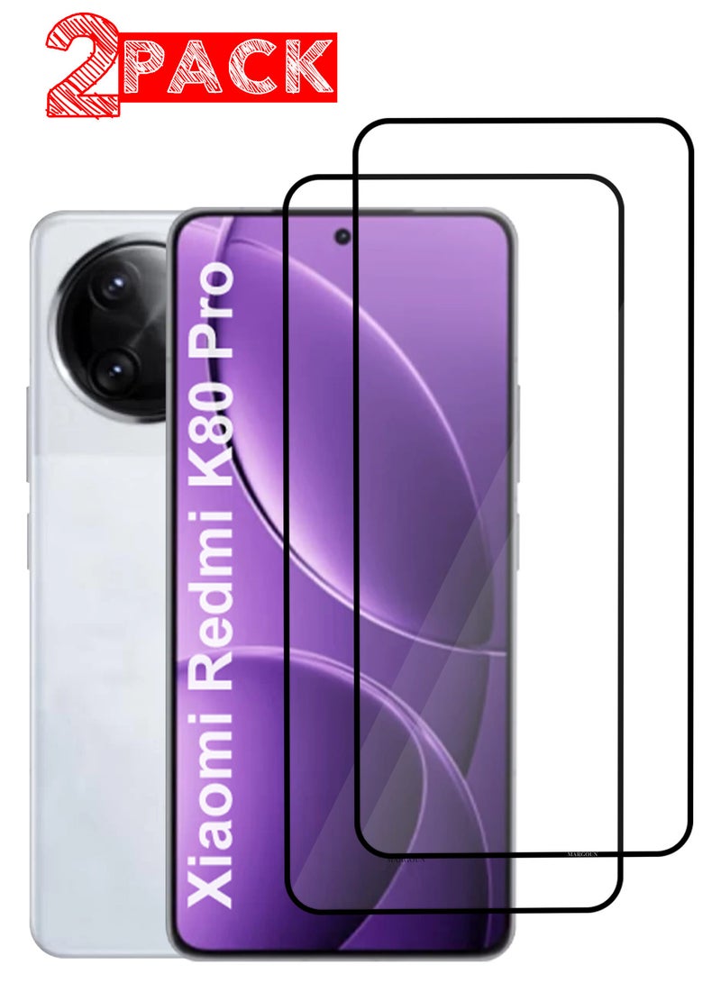 MARGOUN Xiaomi Redmi K80 Pro 3D Full Coverage Screen Protector Ultra HD Scratch Resistant Bubble-Free - Pack of 2 - Side black-2 - Image 1