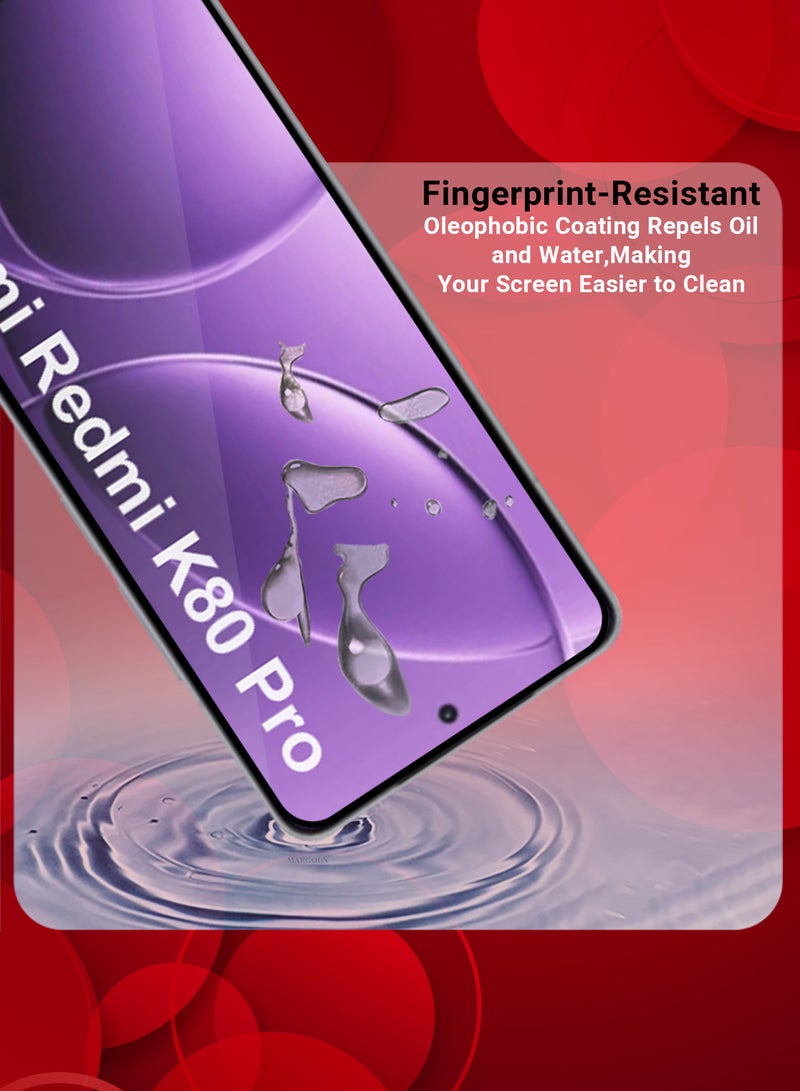 MARGOUN Xiaomi Redmi K80 Pro 3D Full Coverage Screen Protector Ultra HD Scratch Resistant Bubble-Free - Pack of 2 - Side black-2 - Image 3