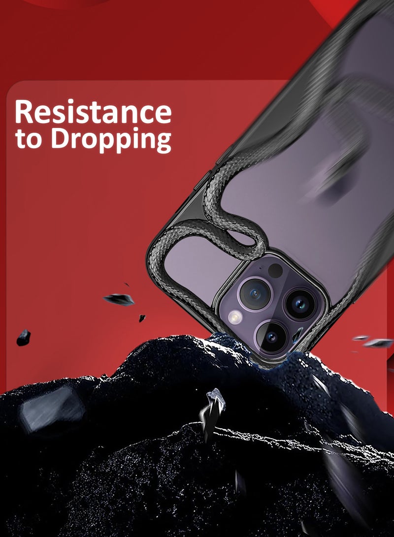 MARGOUN iPhone 14 Pro Max Case Cover Soft TPU and Glossy with Snake Design - Black-1s - Image 3