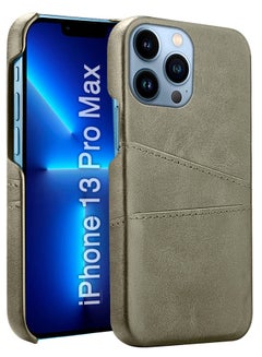 MARGOUN iPhone 13 Pro Max Case Cover Leather with Card Holder for Men Women Phone Case - Grey-1  - Image 1