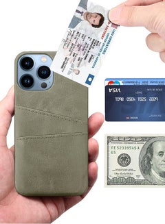 MARGOUN iPhone 13 Pro Max Case Cover Leather with Card Holder for Men Women Phone Case - Grey-1  - Image 5