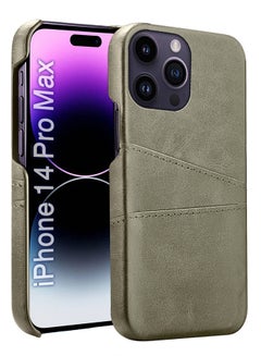 MARGOUN iPhone 14 Pro Max Case Cover Leather with Card Holder for Men Women Phone Case - Grey-1  - Image 1