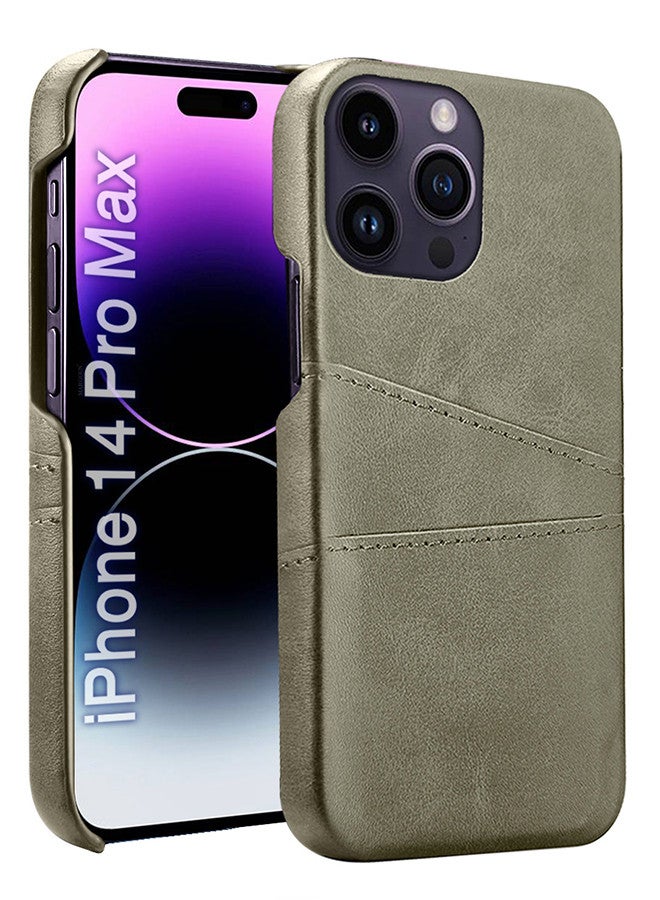 MARGOUN iPhone 14 Pro Max Case Cover Leather with Card Holder for Men Women Phone Case - Grey-1  - Image 1