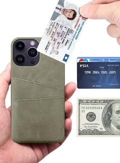 MARGOUN iPhone 14 Pro Max Case Cover Leather with Card Holder for Men Women Phone Case - Grey-1  - Image 3