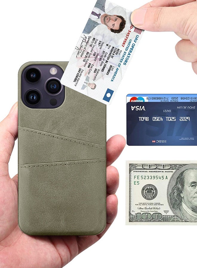 MARGOUN iPhone 14 Pro Max Case Cover Leather with Card Holder for Men Women Phone Case - Grey-1  - Image 3
