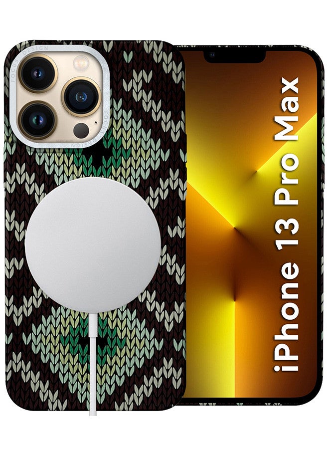 MARGOUN iPhone 13 Pro Max MagEZ Case Cover Fusion Weaving Pattern Kevlar Fiber Bulletproof Vest Cover Protective Ultra Slim Magnetic, Screen and Camera Guard - Pack of 2 - Black Green-2k  - Image 2