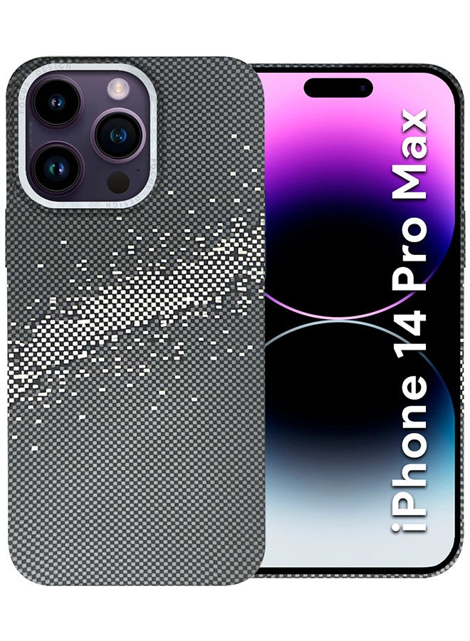 MARGOUN iPhone 14 Pro Max MagEZ Case Cover Fusion Weaving Pattern Kevlar Fiber Bulletproof Vest Cover Protective Ultra Slim Magnetic, Screen and Camera Guard - Milky Way Grey Grey-1k - Image 1