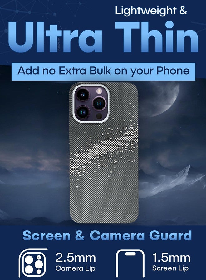 MARGOUN iPhone 14 Pro Max MagEZ Case Cover Fusion Weaving Pattern Kevlar Fiber Bulletproof Vest Cover Protective Ultra Slim Magnetic, Screen and Camera Guard - Milky Way Grey Grey-1k - Image 5