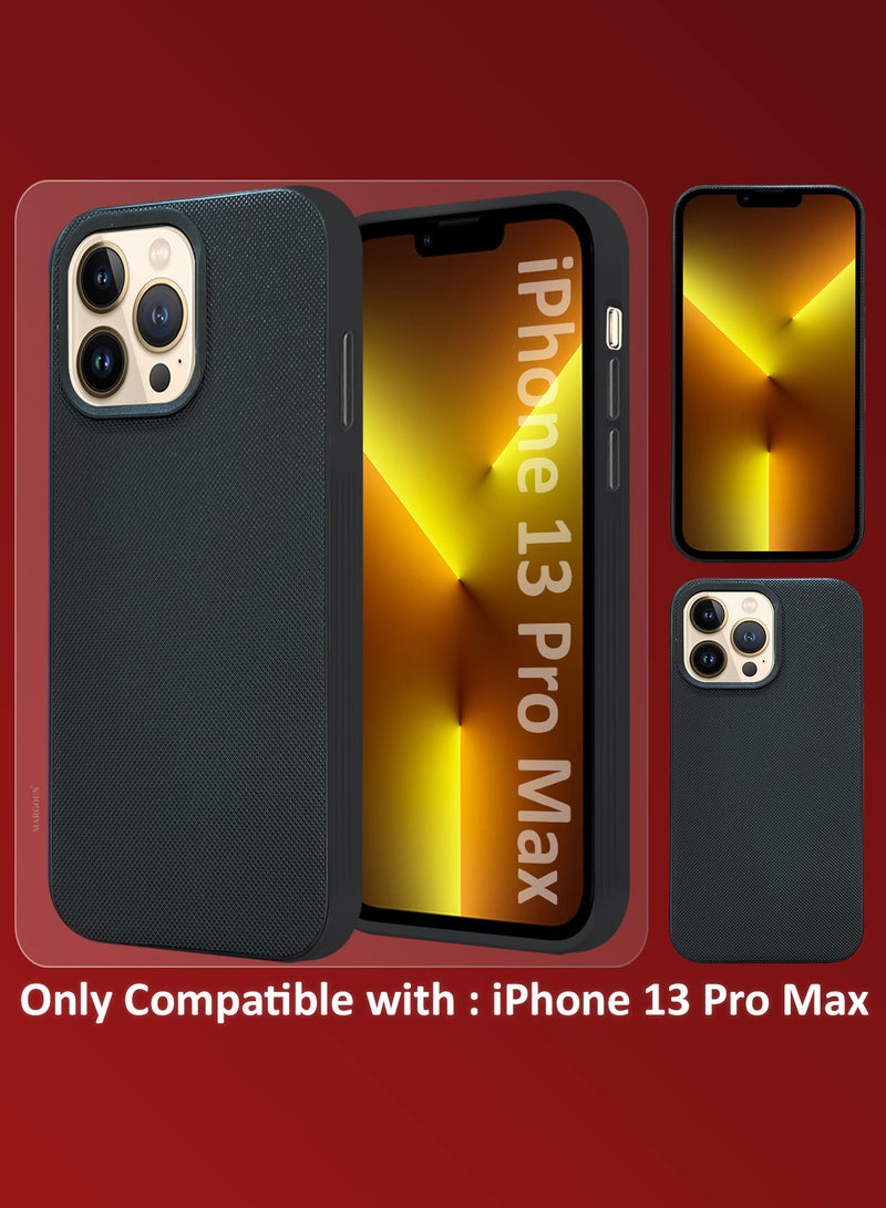 MARGOUN iPhone 13 Pro Max Vegan Leather Case Cover, Slim Fit, Raised Edges for Camera and Screen Protection Black-1 - Image 2