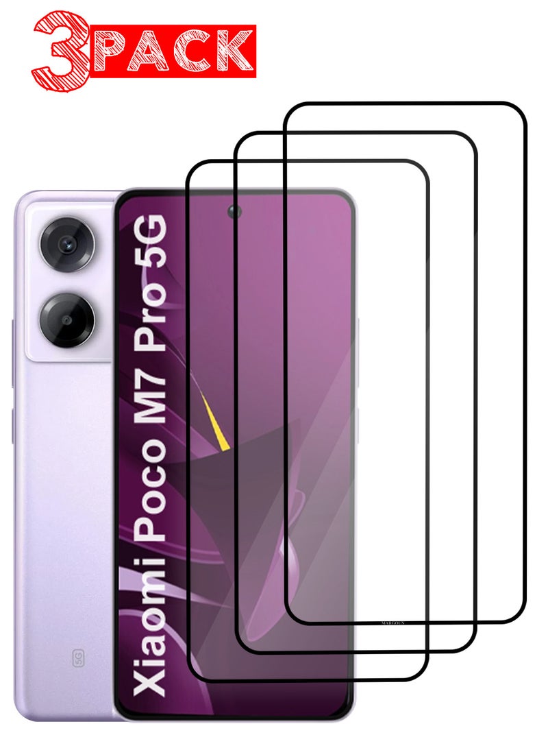 MARGOUN Xiaomi Poco M7 Pro 5G 3D Full Coverage Screen Protector Ultra HD Scratch Resistant Bubble-Free - Pack of 3 - Side Black-3 - Image 1