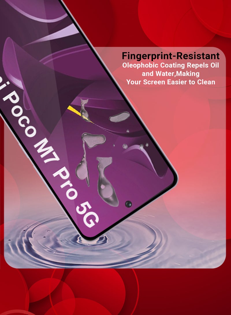MARGOUN Xiaomi Poco M7 Pro 5G 3D Full Coverage Screen Protector Ultra HD Scratch Resistant Bubble-Free - Pack of 3 - Side Black-3 - Image 3