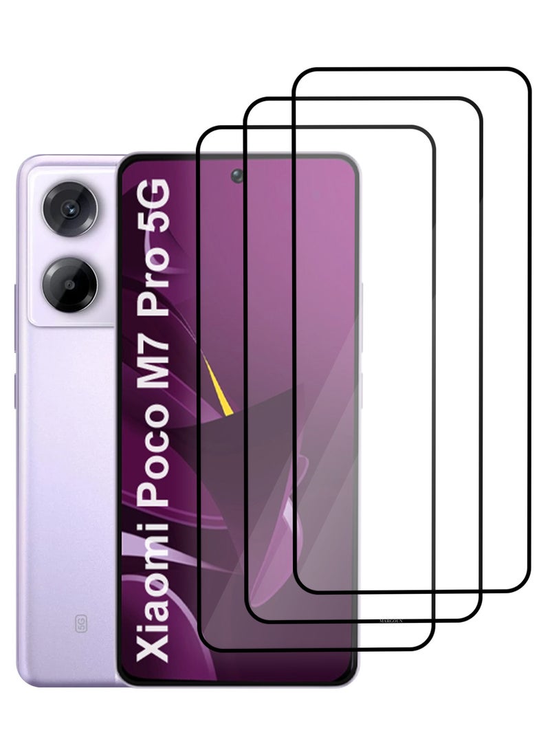 MARGOUN Xiaomi Poco M7 Pro 5G 3D Full Coverage Screen Protector Ultra HD Scratch Resistant Bubble-Free - Pack of 3 - Side Black-3 - Image 5