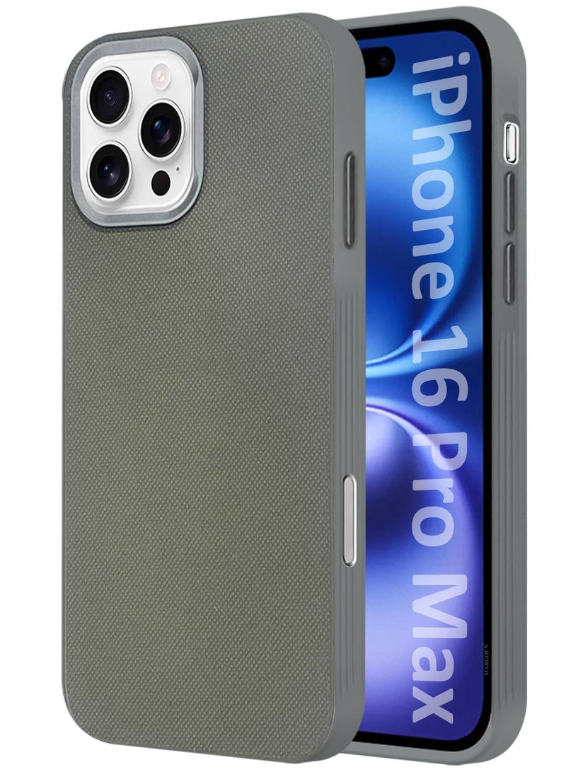 مارجون iPhone 16 Pro Max Vegan Leather Case Cover, Slim Fit, Raised Edges for Camera and Screen Protection Grey-1 - Image 1