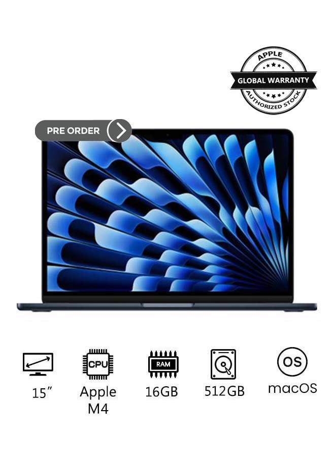 New 2025 MacBook Air MW1M3 15-Inch Display, Apple M4 Chip 10-Core CPU 10-Core GPU Processor/16GB RAM/512GB SSD/macOS(International Version) English Midnight - pnsku/N70154909V/45/_/1741343944/10b73321-e589-4765-9ece-e8ab53d9ad06