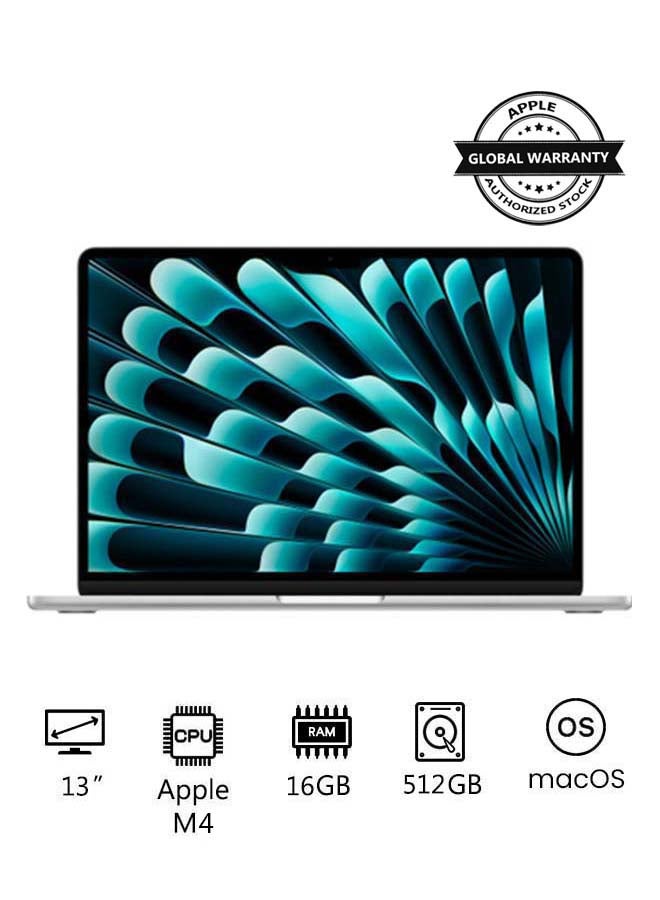 Apple - New 2025 MacBook Air MW0X3 13-Inch Display, Apple M4 Chip 10-Core CPU 10-Core GPU Processor/16GB RAM/512GB SSD/macOS English/Arabic Silver - Image 1