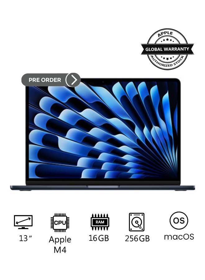 New 2025 MacBook Air MW123 13-Inch Display, Apple M4 Chip 10-Core CPU 8-Core GPU Processor/16GB RAM/256GB SSD/macOS English/Arabic Midnight - pnsku/N70154925V/45/_/1741343953/2c5301ff-90b8-4618-bf87-673e89b5b0f2