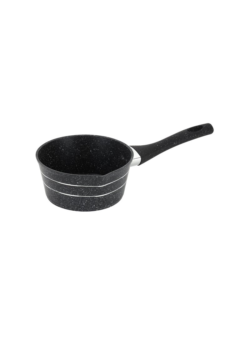 Royalford Smart Granite Series Milkpan- RF11832/ Forged Aluminum Body with Nonstick Coating, Stylish Design with Soft Touch Handle Black 14cmcm - Image 1