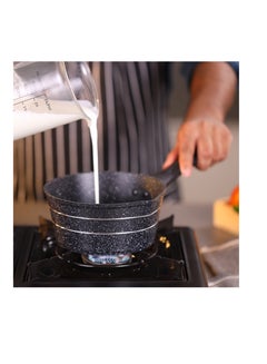Royalford Smart Granite Series Milkpan- RF11832/ Forged Aluminum Body with Nonstick Coating, Stylish Design with Soft Touch Handle Black 14cmcm  - Image 5