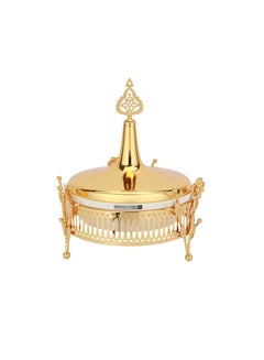 Royalford Royalford 8" Date Bowl with Lid- RF12338/Perfect for Serving Dates, Dried Nuts, Candies, Etc./ Versatile and Strong with Elegant Golden-Finish Knob and Base, Ceramic Bowl/ Dishwasher and Freezer Safe Golden  - Image 2