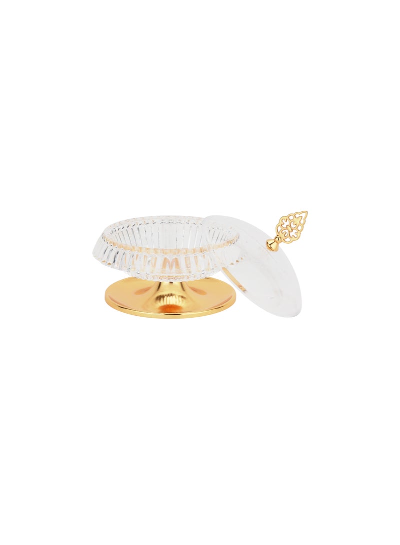Royalford Royalford Date Bowl with Lid- RF12337/Perfect for Serving Dates, Dried Nuts, Candies, Etc./ Versatile and Strong with Elegant Golden-Finish Knob and Base, Acrylic Bowl/ Dishwasher and Freezer Safe Clear/Gold  - Image 4
