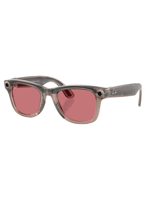 Ray-Ban Wayfarer Smart Glasses, Frame Shiny Warm Stone, Transitions Clear/Watermelon|6705P550/RW4006 Red