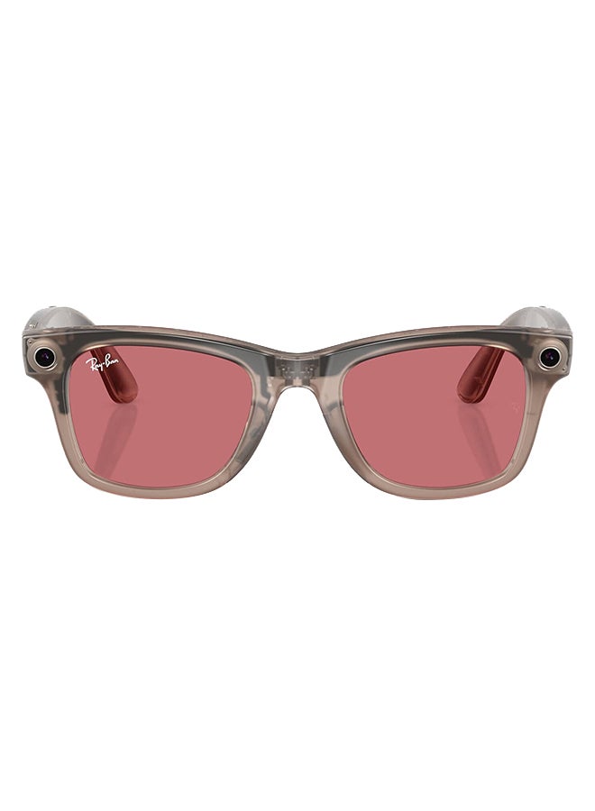 Meta - Ray-Ban Wayfarer Smart Glasses, Frame Shiny Warm Stone, Transitions Clear/Watermelon|6705P550/RW4006 Red - Image 1