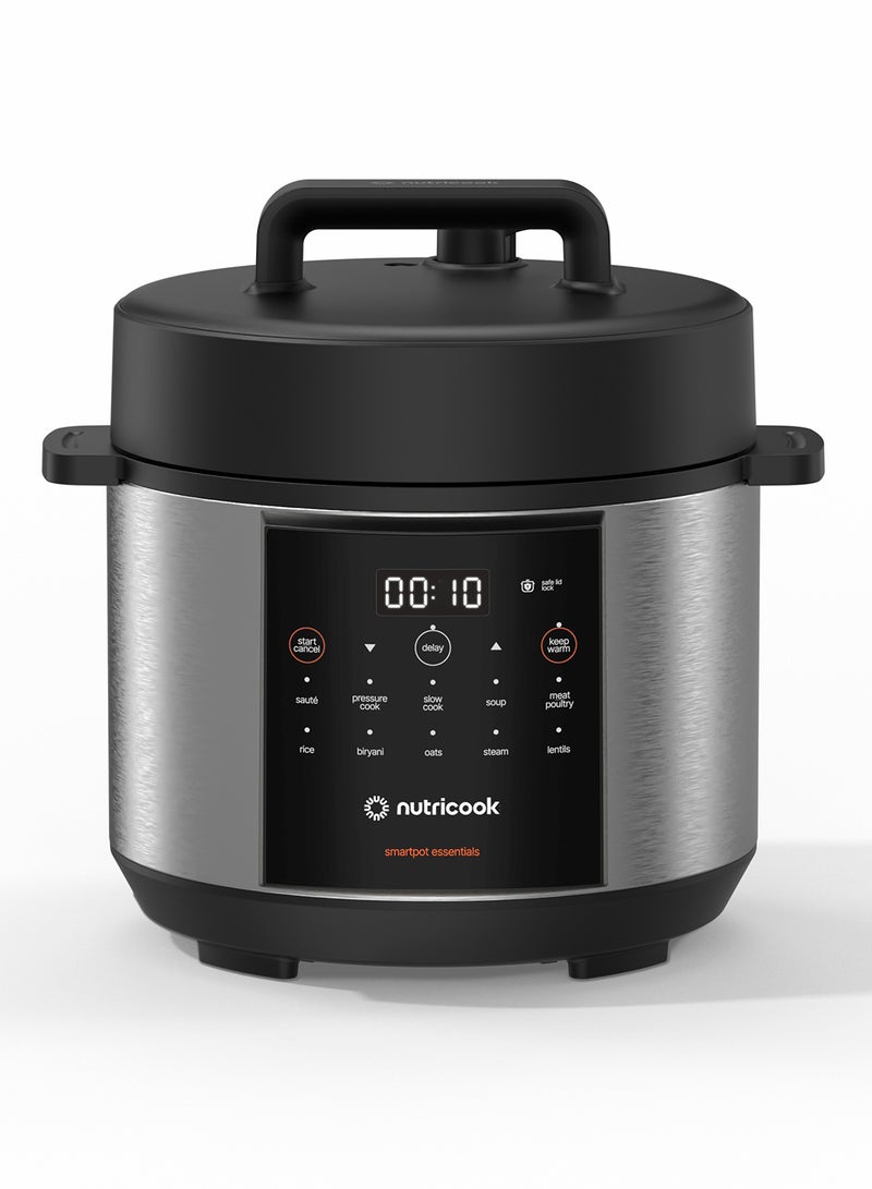 nutricook Smart Pot Essentials 900W, 4L, 9 In 1 Electric Pressure Cooker, Slow Cooker,Rice Cooker, Steamer, Sauté Pot & More, 11 Smart Programs, 2-Year Warranty 4 L 900 W SP150 Silver/ Black  - Image 1