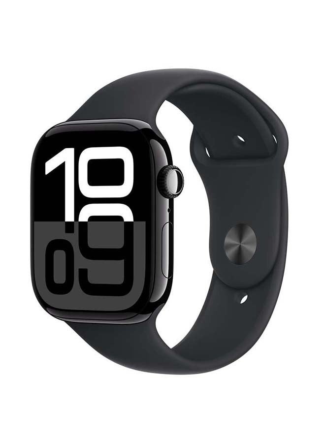 Apple - Watch Series 10 GPS 42MM Jet Black Aluminium Case with Black Sport Band SM Jet Black Aluminium - Image 1