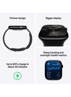 Apple Watch Series 10 GPS 46MM Jet Black Aluminium Case with Black Sport Band ML Jet Black Aluminium  - Image 2