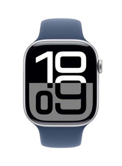 Apple Watch Series 10 GPS 42MM Silver Aluminium Case with Denim Sport Band SM Silver Aluminium  - Image 1