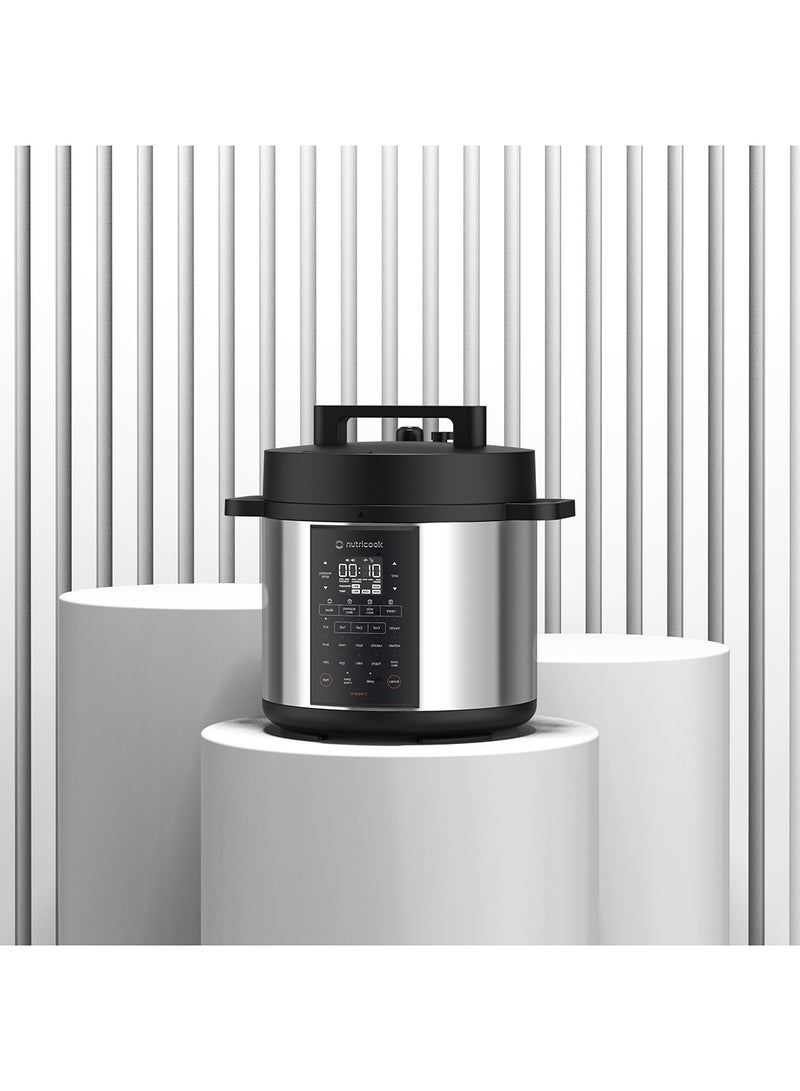 nutricook Smart Pot 3 1200W, 12 in 1 Electric Pressure Cooker, Rice Cooker, Sous Vide, Sterilizer, Yogurt Maker & More, 17 Smart Programs, 3 Favorite Buttons, 2-Year Warranty 6 L 1200 W SP320 Silver/ Black - Image 2