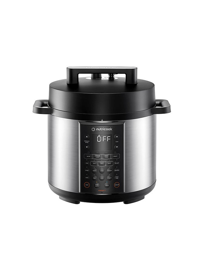 nutricook Smart Pot 3 1200W, 12 in 1 Electric Pressure Cooker, Rice Cooker, Sous Vide, Sterilizer, Yogurt Maker & More, 17 Smart Programs, 3 Favorite Buttons, 2-Year Warranty 6 L 1200 W SP320-ON Silver/ Black - Image 1